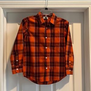 Boys Old Navy Orange plaid button down shirt